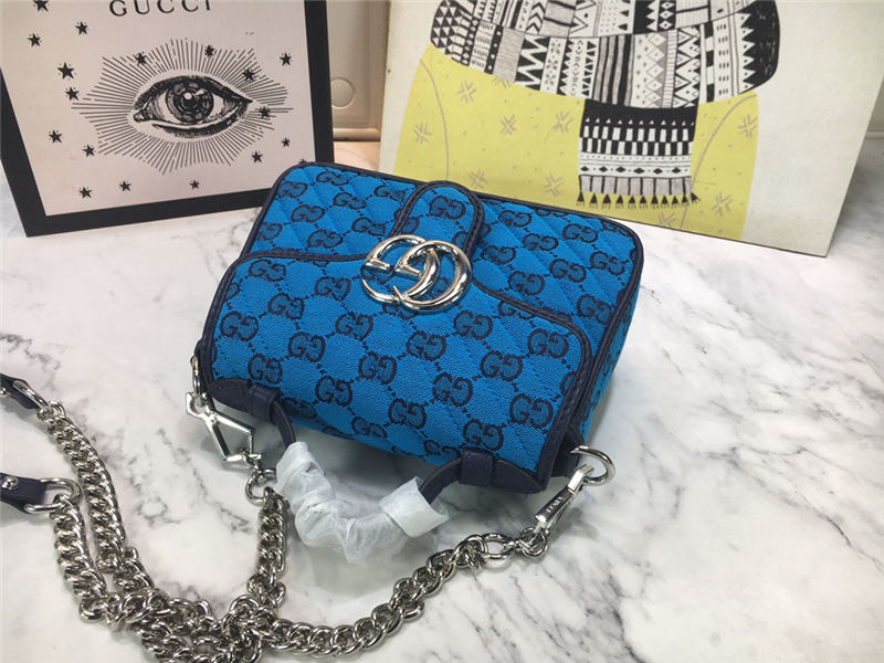 GG Marmont Multicolor Mini Top Handle Bag Blue Mid