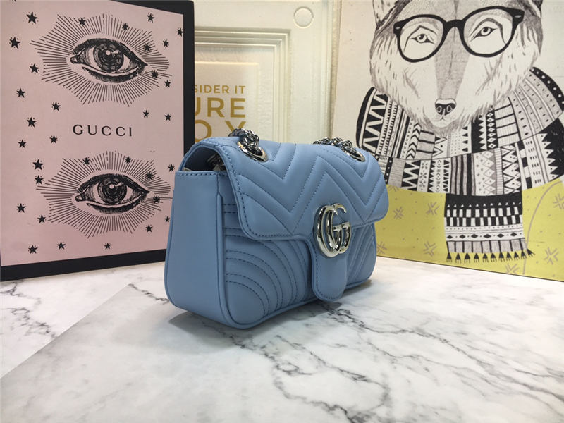 GG Marmont Mini Shoulder Bag Blue Mid