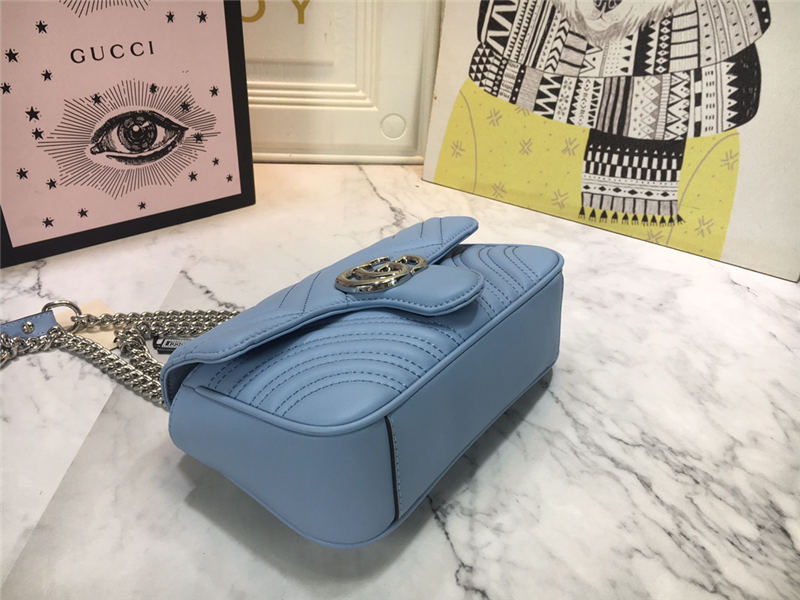 GG Marmont Mini Shoulder Bag Blue Mid