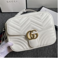 GG Marmont Small Shoulder Bag With Sylvie Strap 498100 White Mid