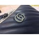 GG Marmont Small Shoulder Bag with Bamboo Navy Mid