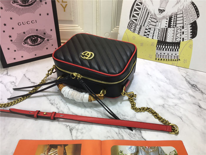 GG Marmont Small Shoulder Bag with Bamboo Black Mid