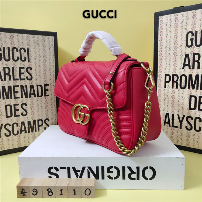 GG Marmont Small Top Handle bag 498110 Red Mid