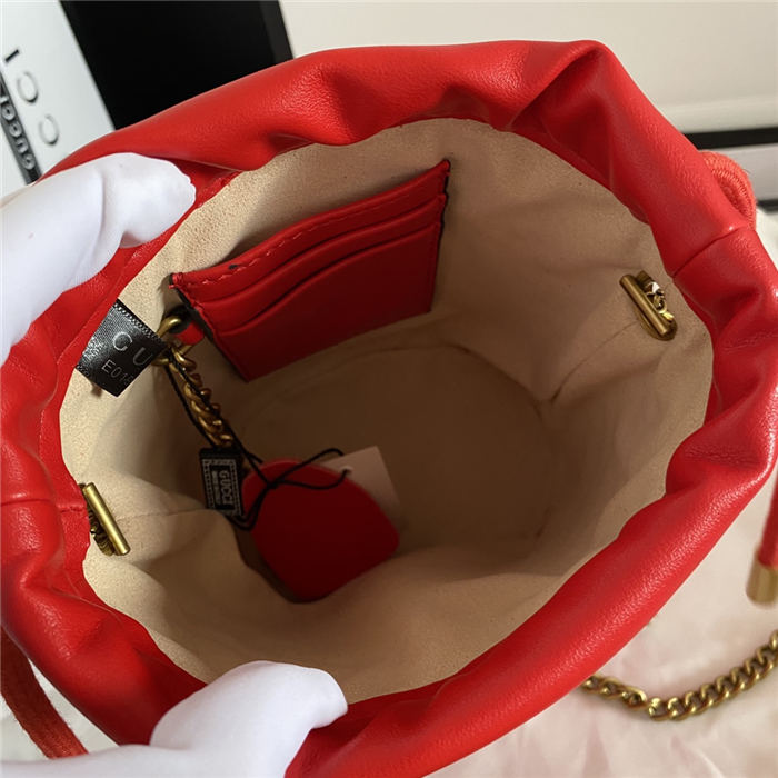 GG Marmont Mini Bucket Bag Red Mid