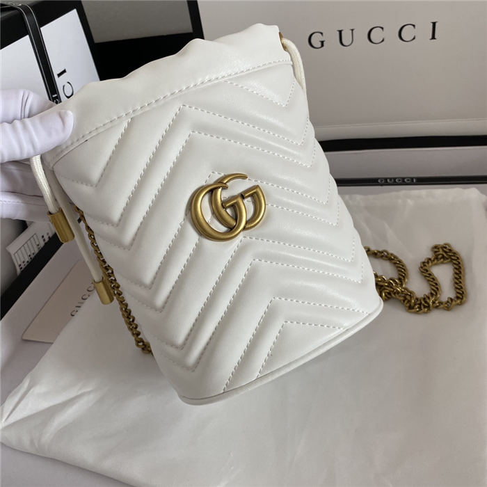 GG Marmont Mini Bucket Bag White Mid