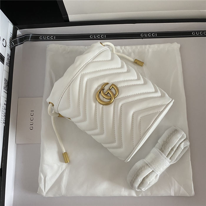 GG Marmont Mini Bucket Bag White Mid