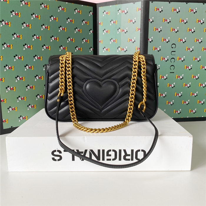 GG Marmont Small Shoulder Bag 443497 Black Mid