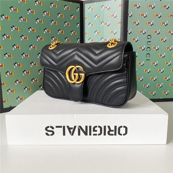 GG Marmont Small Shoulder Bag 443497 Black Mid