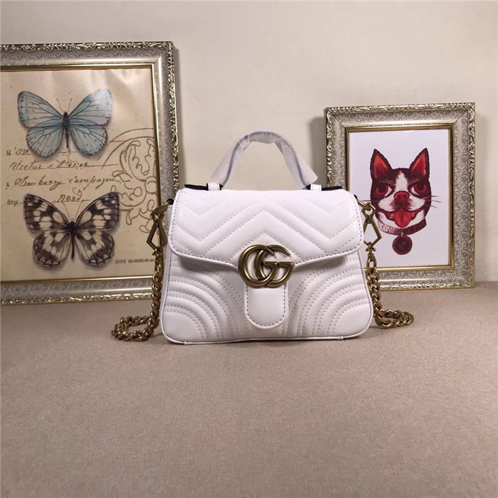 GG Marmont Mini Top Handle Bag White Mid