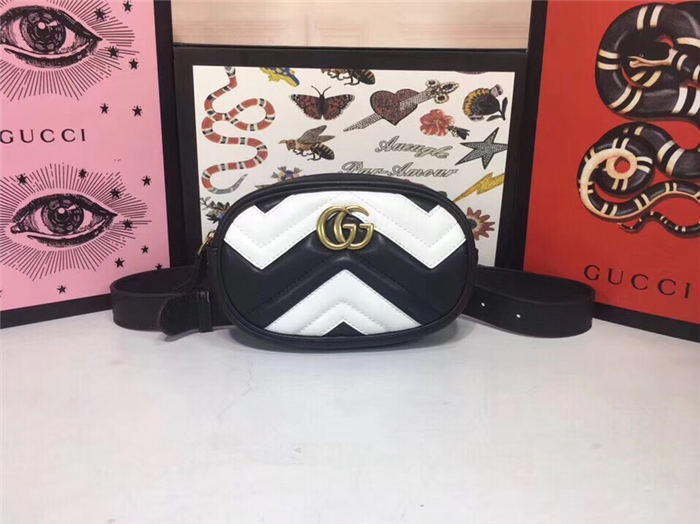 GG Marmont Belt Bag 476434 Black/White Mid