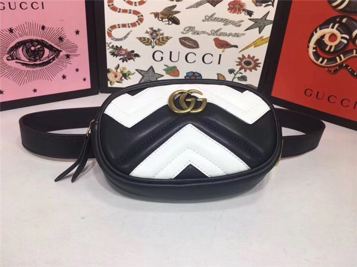 GG Marmont Belt Bag 476434 Black/White Mid