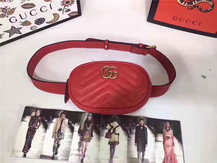 GG Marmont Belt Bag 476434 Red Mid