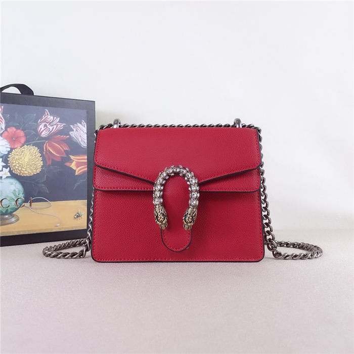 Dionysus mini shoulder bag calfskin Red Mid