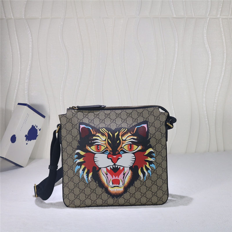 Angry Cat print GG Supreme flat messenger 473886 High