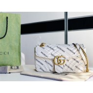 Gucci The Hacker Project small GG Marmont bag Balenciaga print White leather High