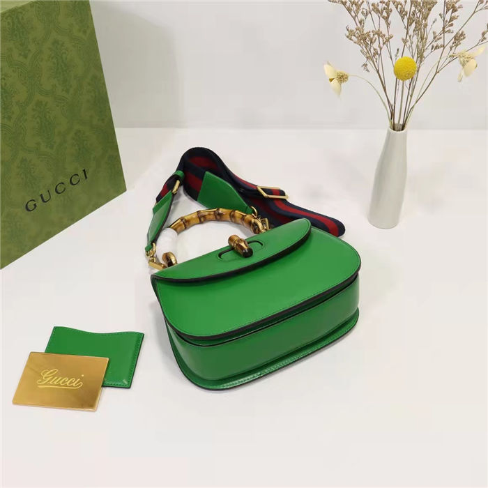 Gucci Bamboo 1947 small top handle bag Green Leather 675797 High