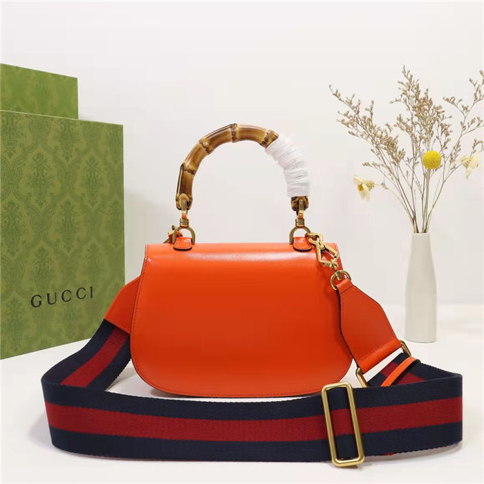 Gucci Bamboo 1947 small top handle bag Orange-Red Leather 675797 High