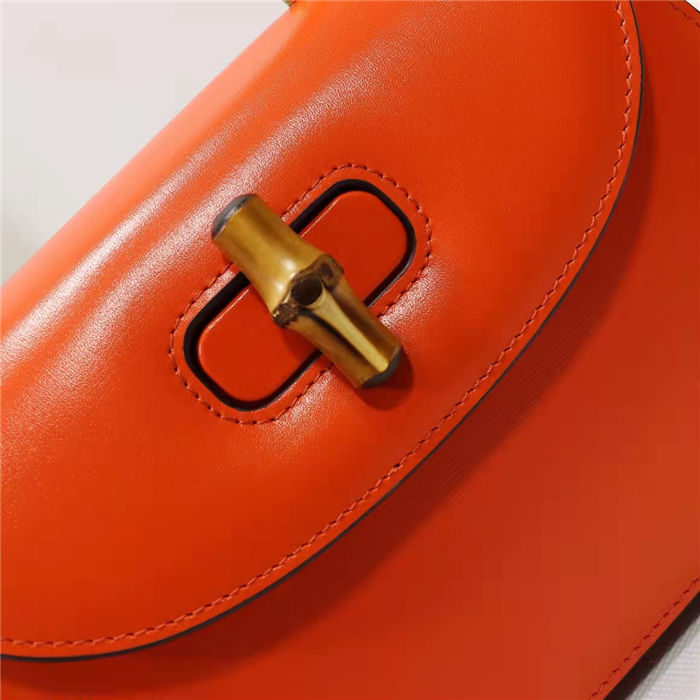 Gucci Bamboo 1947 small top handle bag Orange-Red Leather 675797 High