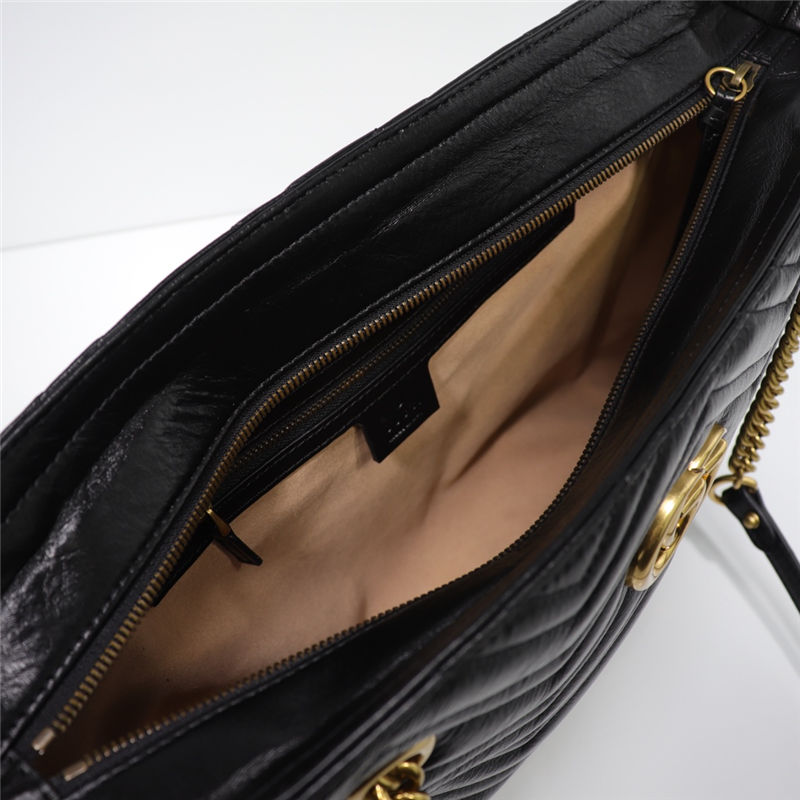 Gucci Marmont Zip Tote 524578 Leather Black High