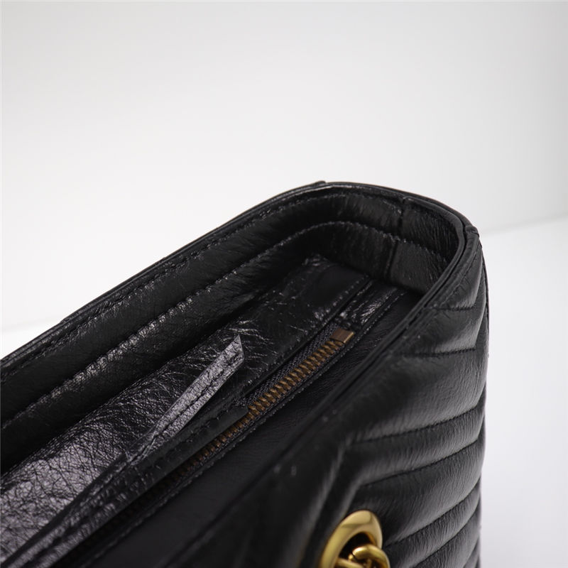 Gucci Marmont Zip Tote 524578 Leather Black High