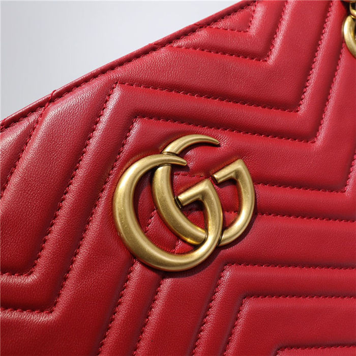 Gucci Marmont Zip Tote 524578 Leather Red High