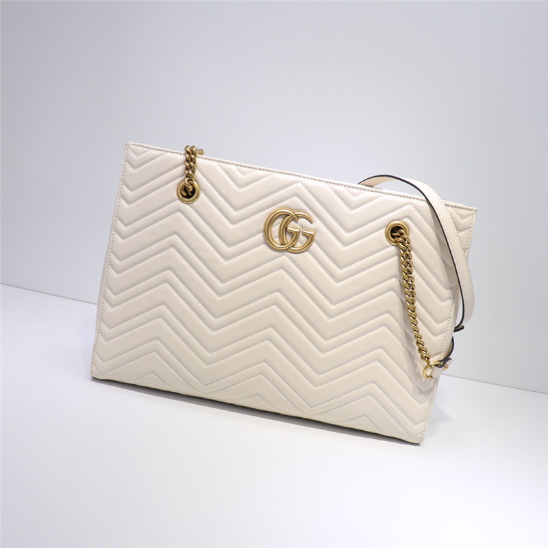 Gucci Marmont Zip Tote 524578 Leather White High