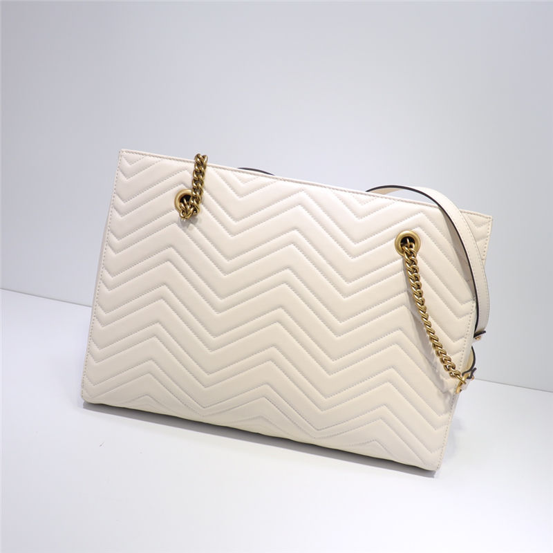 Gucci Marmont Zip Tote 524578 Leather White High