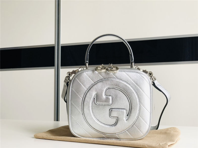 Gucci Blondie Top Handle bag Leather 744434 Silver High