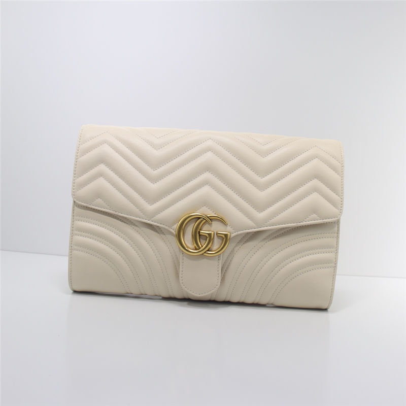 GG Marmont Clutch Leather White 498079 High