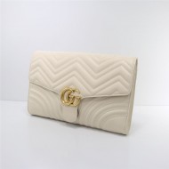 GG Marmont Clutch Leather White 498079 High