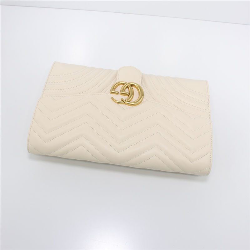 GG Marmont Clutch Leather White 498079 High