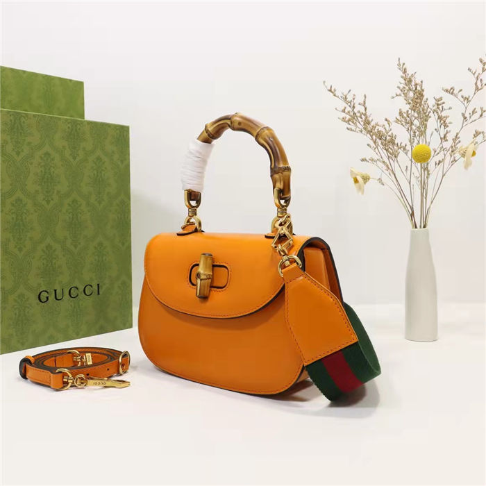 Gucci Bamboo 1947 small top handle bag Yellow Leather 675797 High