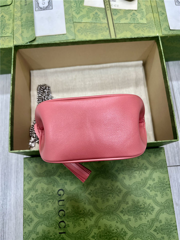 Gucci BLONDIE MINI BUCKET BAG 760313 Leather Pink High