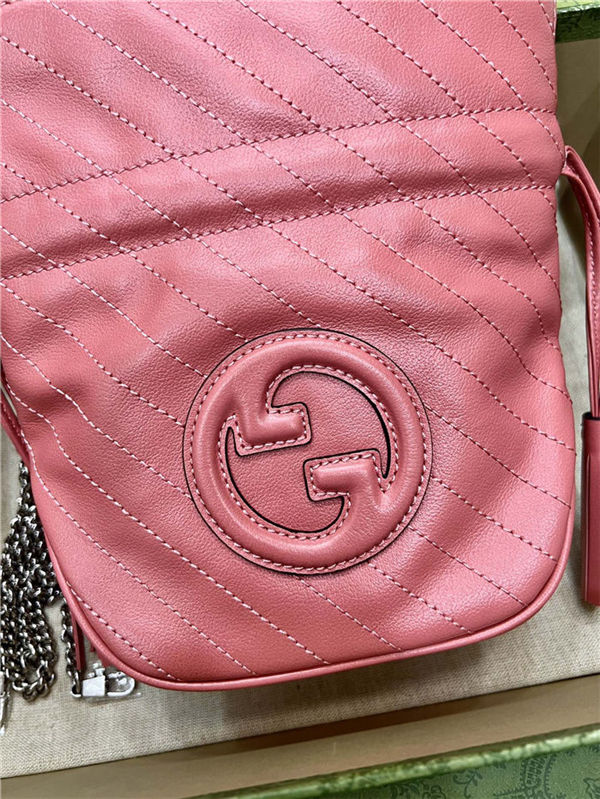 Gucci BLONDIE MINI BUCKET BAG 760313 Leather Pink High