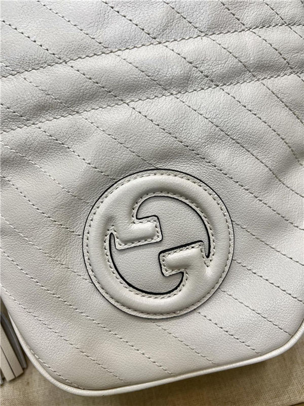 Gucci BLONDIE MINI BUCKET BAG 760313 Leather White High