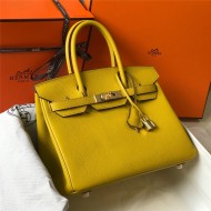 Hermes Birkin 25/30/35cm Bag Calfskin Silver/Gold Metal In Yellow High