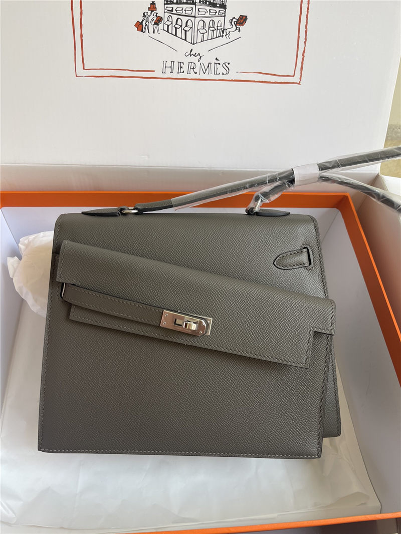 Hermes Kelly Sellier 25 Epsom WAX Grey High