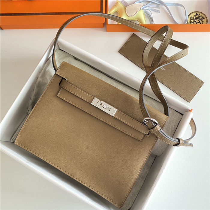 Hermes Kelly Danse 22cm Evercolor WAX Weimer Beige Silver Metal High