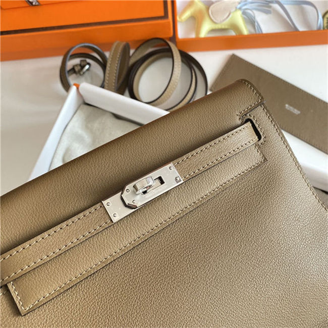 Hermes Kelly Danse 22cm Evercolor WAX Weimer Beige Silver Metal High