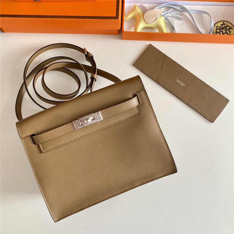 Hermes Kelly Danse 22cm Evercolor WAX Weimer Beige Silver Metal High