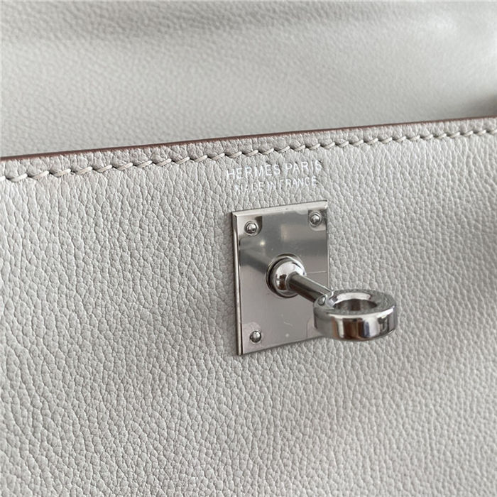 Hermes Kelly Danse 22cm Evercolor WAX Pearl Gray Silver Metal High