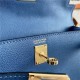 Hermes Kelly Danse 22cm Evercolor WAX Deep Bleu Gold Metal High