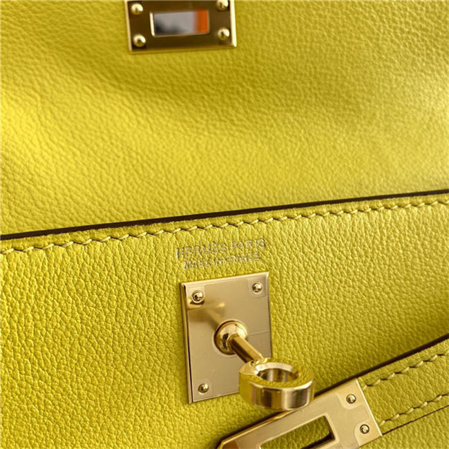 Hermes Kelly Danse 22cm Evercolor WAX Lime Gold Metal High