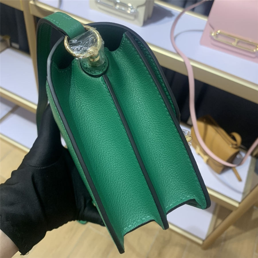 Hermes Roulis 19 bag Evercolor WAX Gold Metal Green High