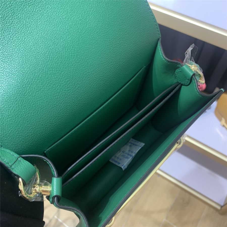 Hermes Roulis 19 bag Evercolor WAX Gold Metal Green High