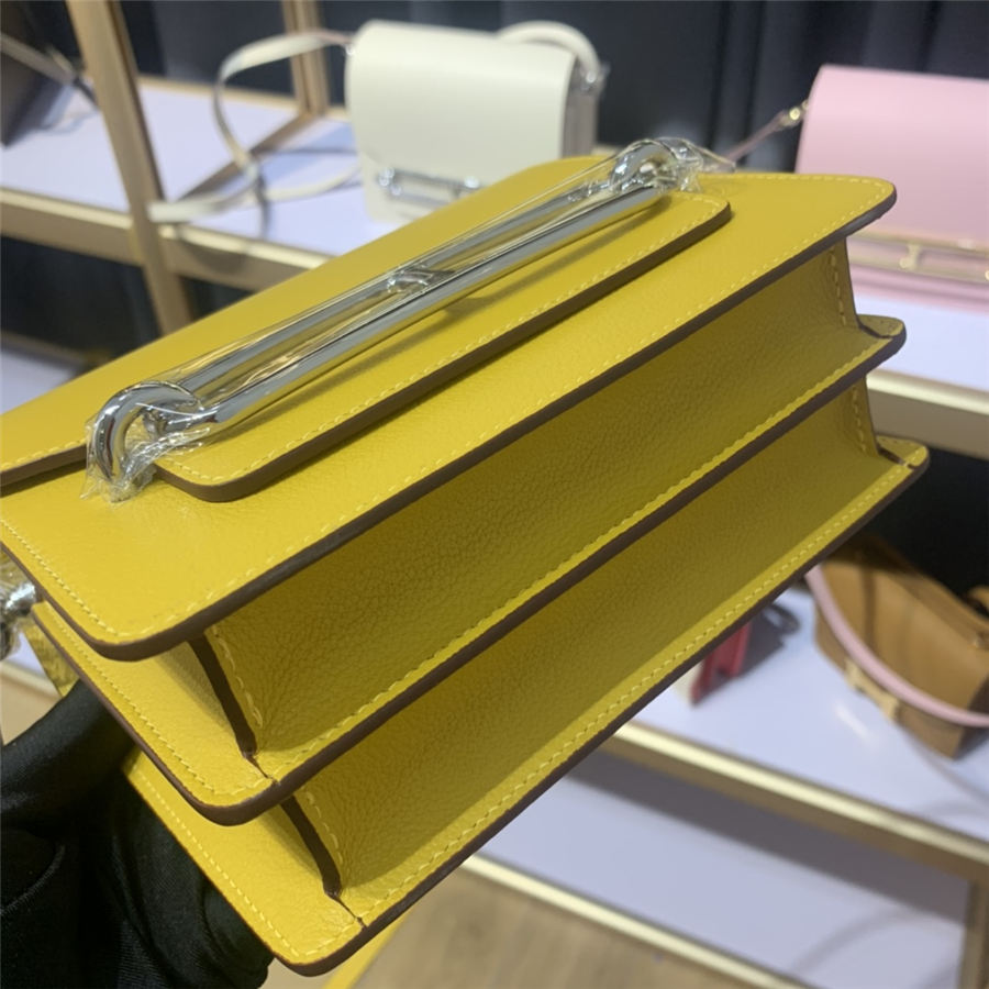 Hermes Roulis 19 bag Evercolor WAX Silver Metal Yellow High