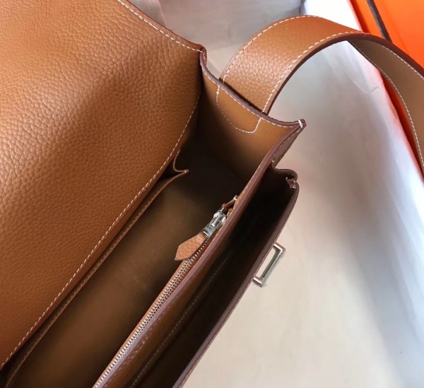 Hermes Steve 35 Messenger Bag In Brown Clemence Calfskin High