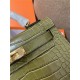 Hermes Kelly Mini II Bag Embossed Crocodile Leather WAX Silver/Gold Metal High