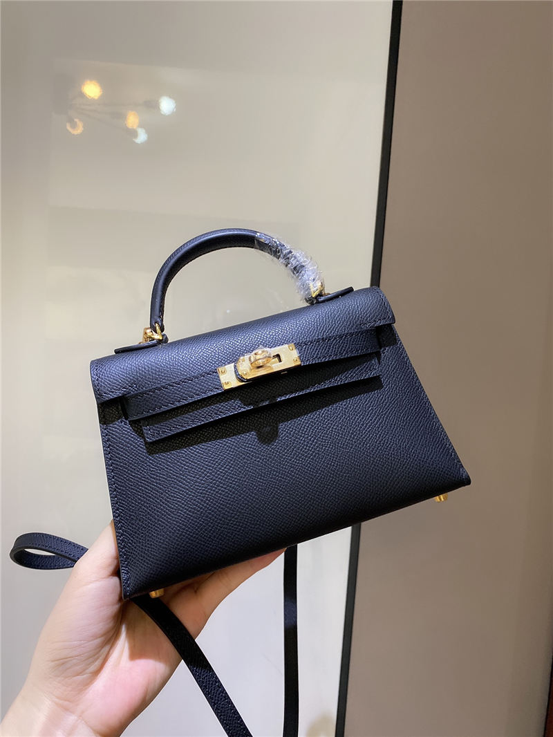 Hermes Kelly Mini II Bag Epsom Leather In Black CTN High