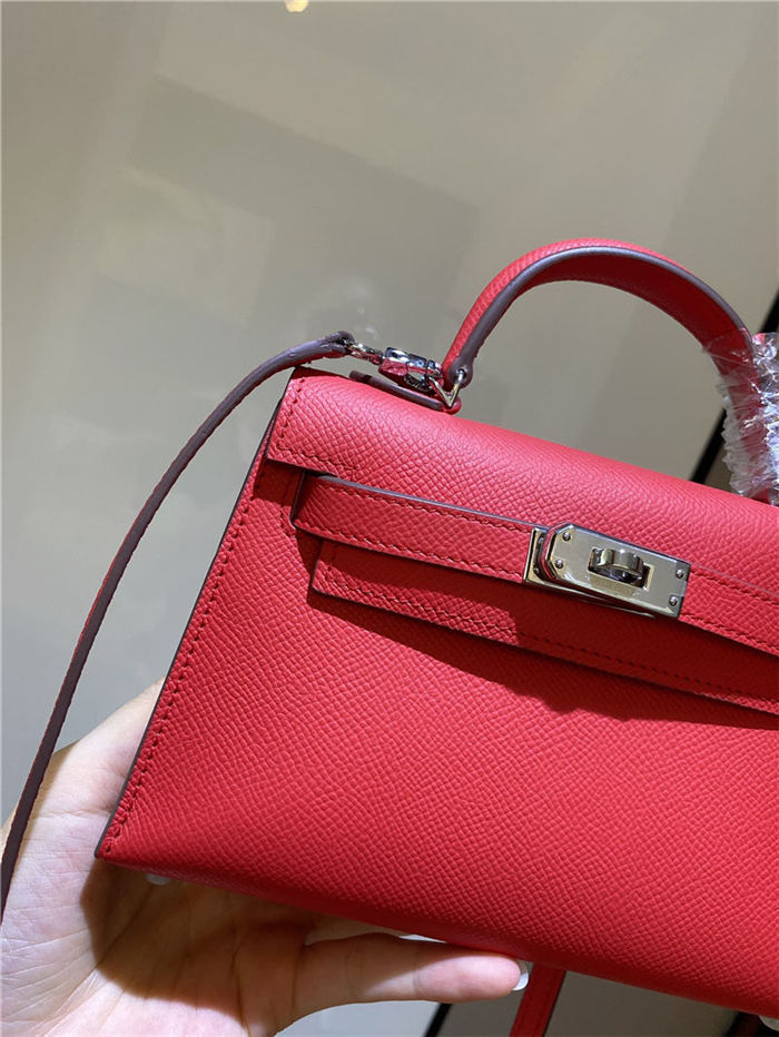 Hermes Kelly Mini II Bag Epsom Leather In Rouge H CTN High